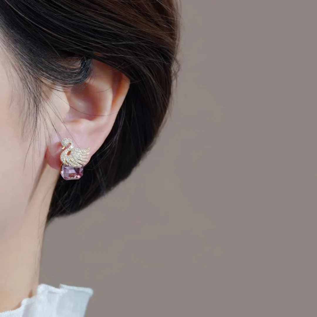 Amethyst Swan Serenade Earrings - midzumi
