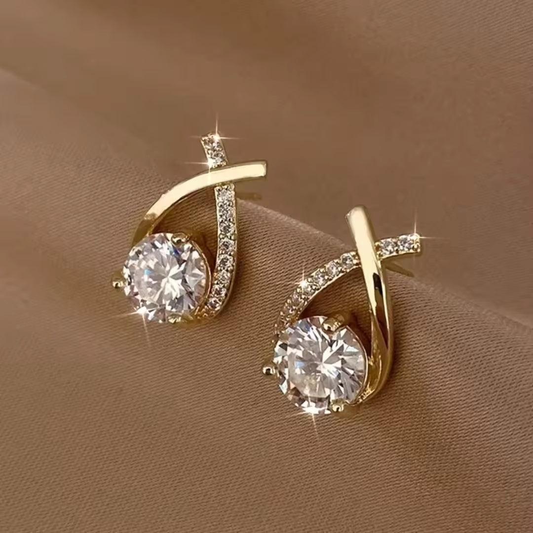 Cross Bling Minimal Earrings - midzumi