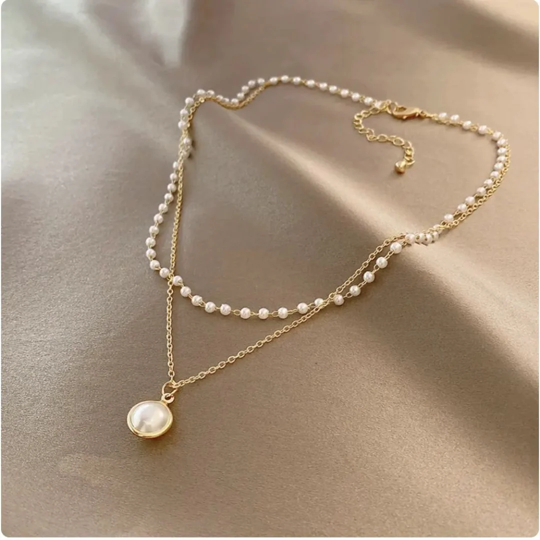 Perky Pearl Layered Necklace - midzumi
