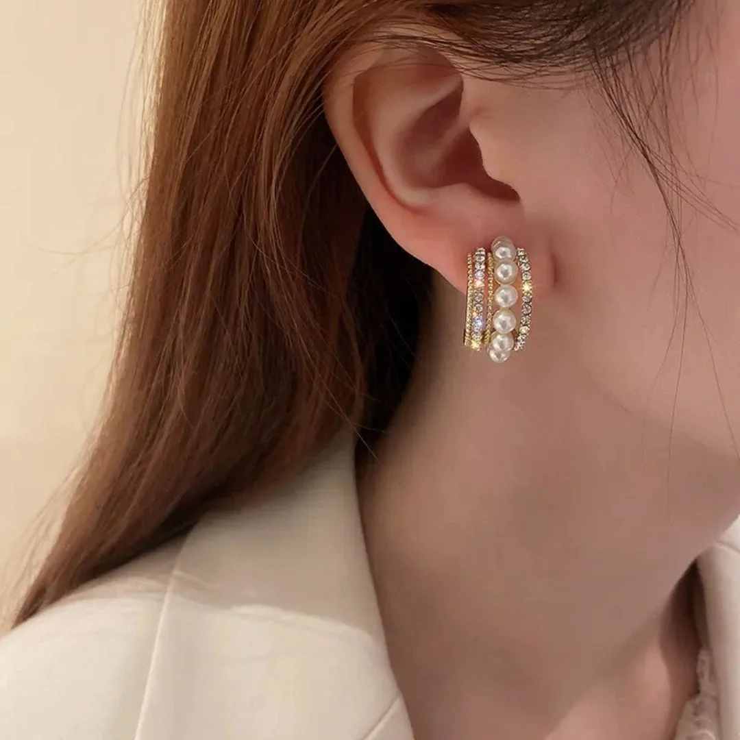 Royal Pearl Hoops Earring - midzumi