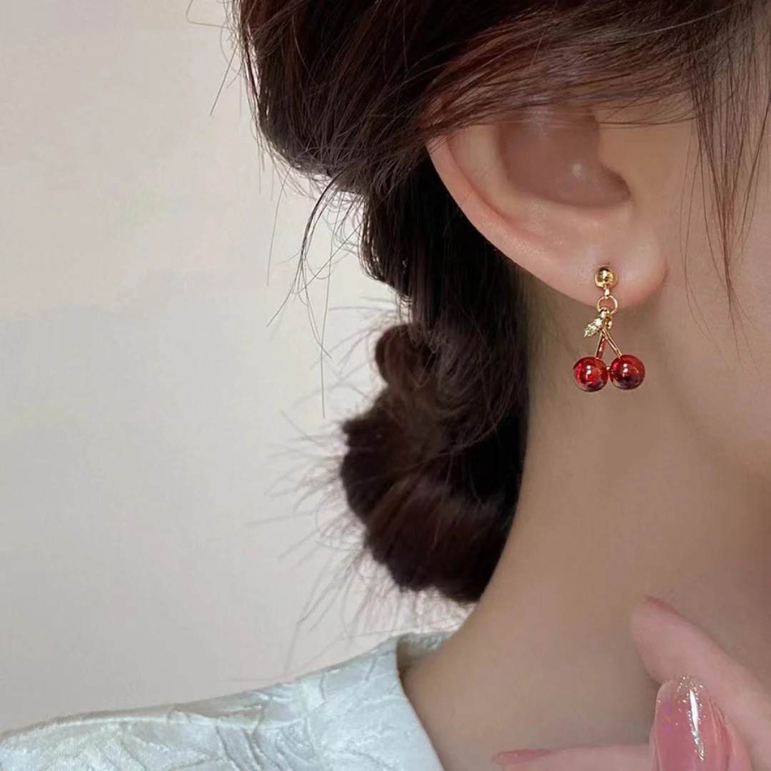 Cherry Charm Drops Earrings - midzumi